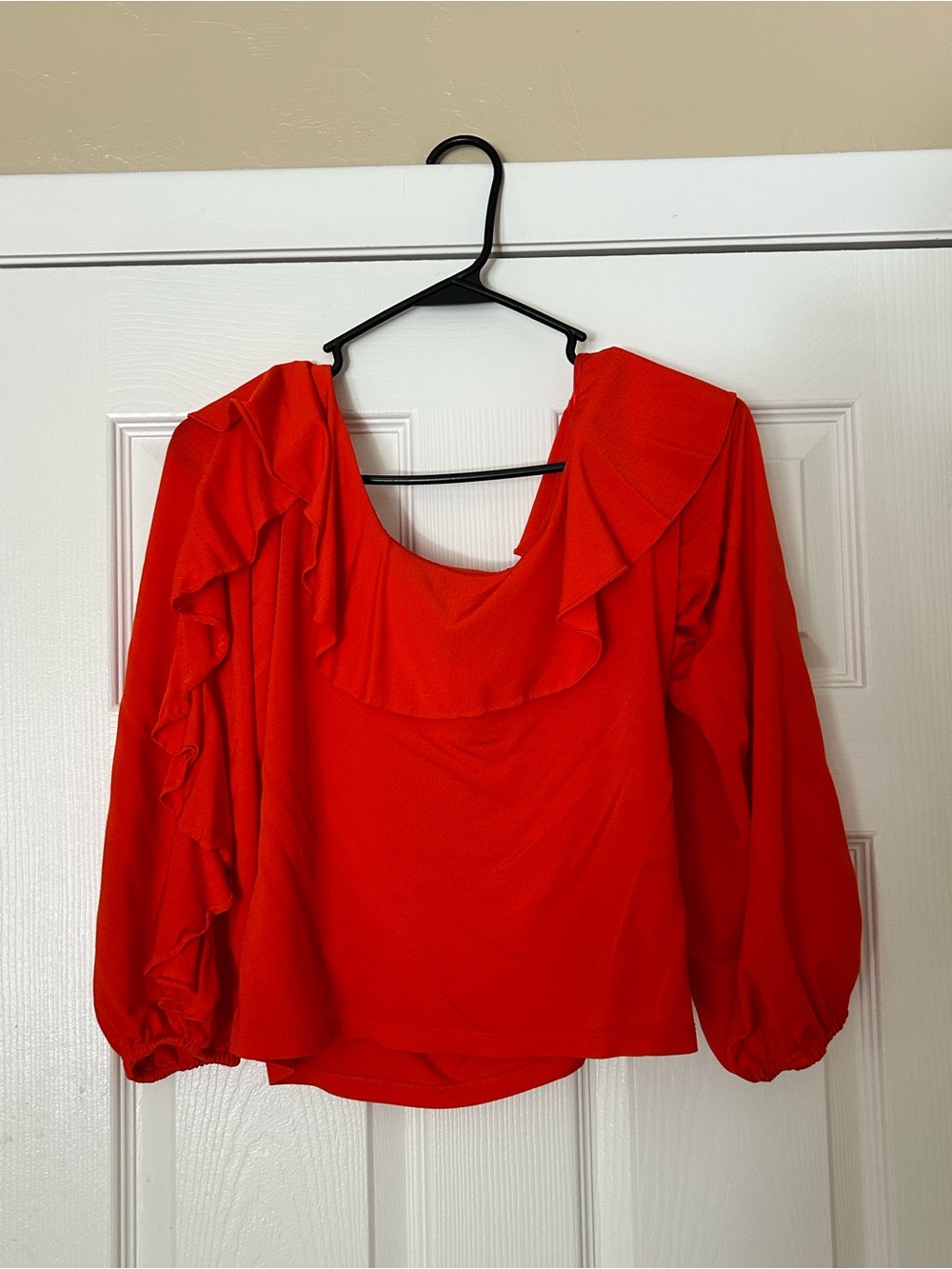 Anthropologie Off-Shoulder Ruffle Blouse in Orange size M - Picture 3 of 5